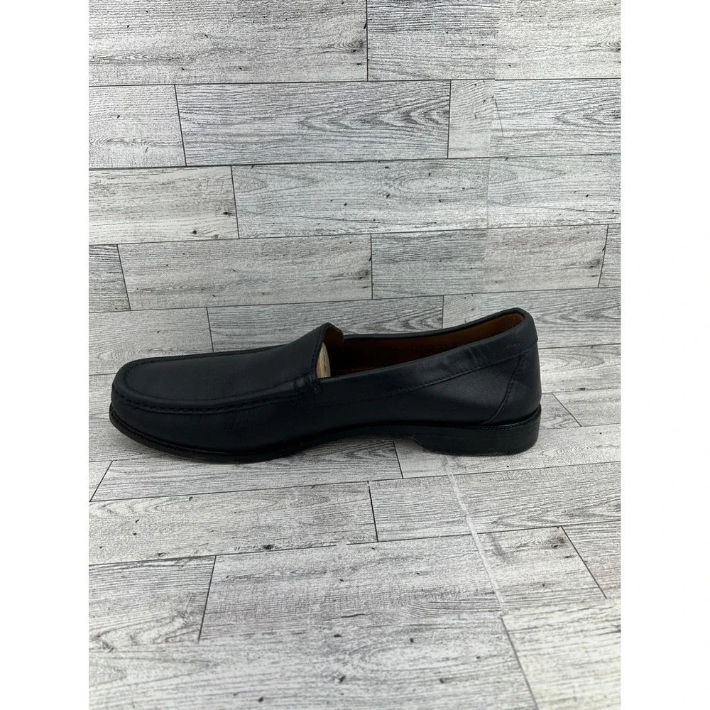 ET Wright Mens Black Leather Moc Toe Loafers Made‎ in Italy 80260 Size 14 D